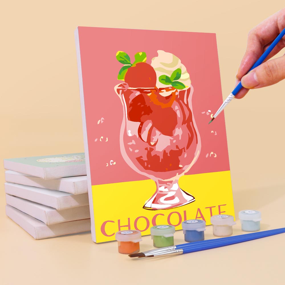 Paint by Numbers – 6 Mini Paintings | Retro Ice Cream & Drinks Set