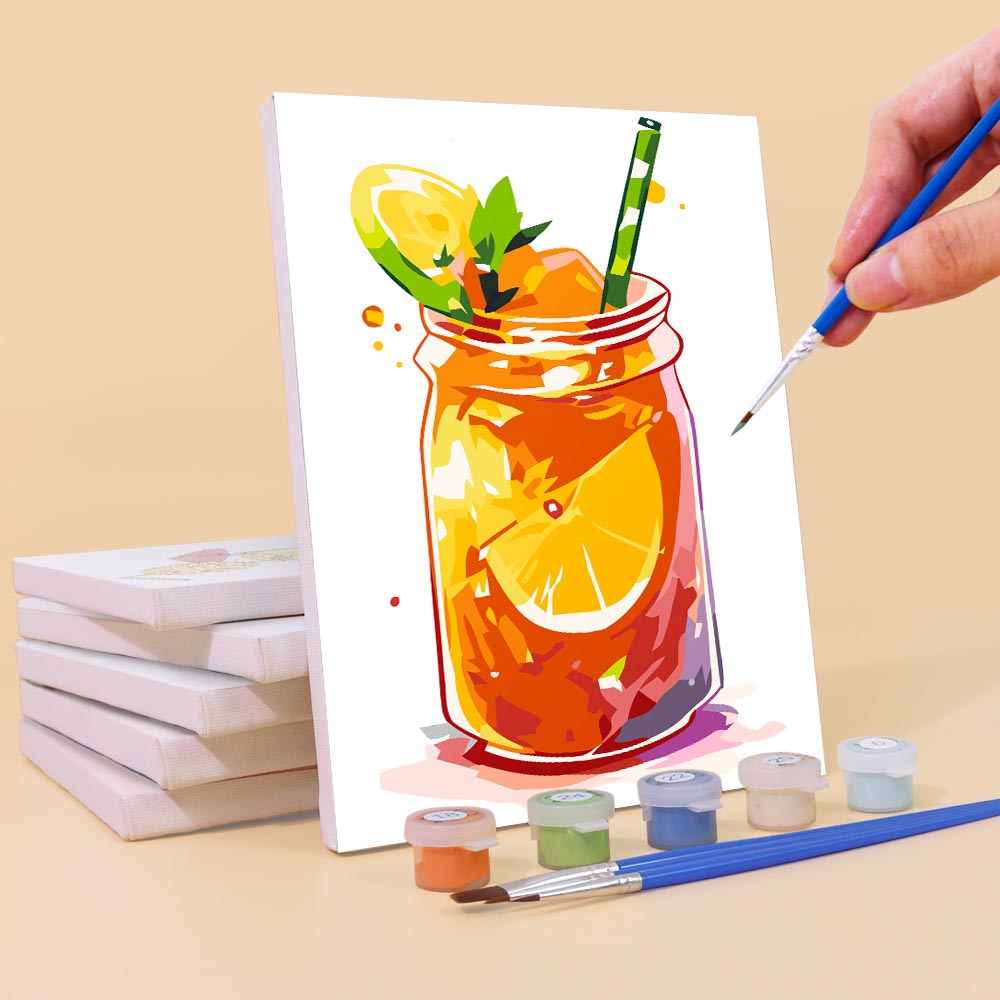 Paint by Numbers – 6 Mini Paintings | Mason Jar Fruit Drinks Set