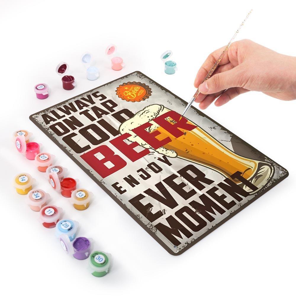 Paint by Numbers – Vintage Metal Bar Art | Cold Beer Every Moment