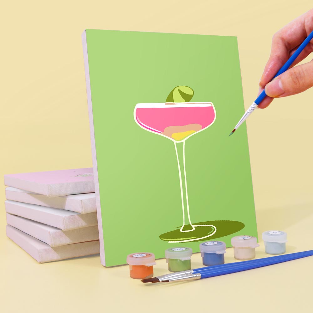 Paint by Numbers – 6 Mini Paintings | Colorful Cocktail Glasses Set