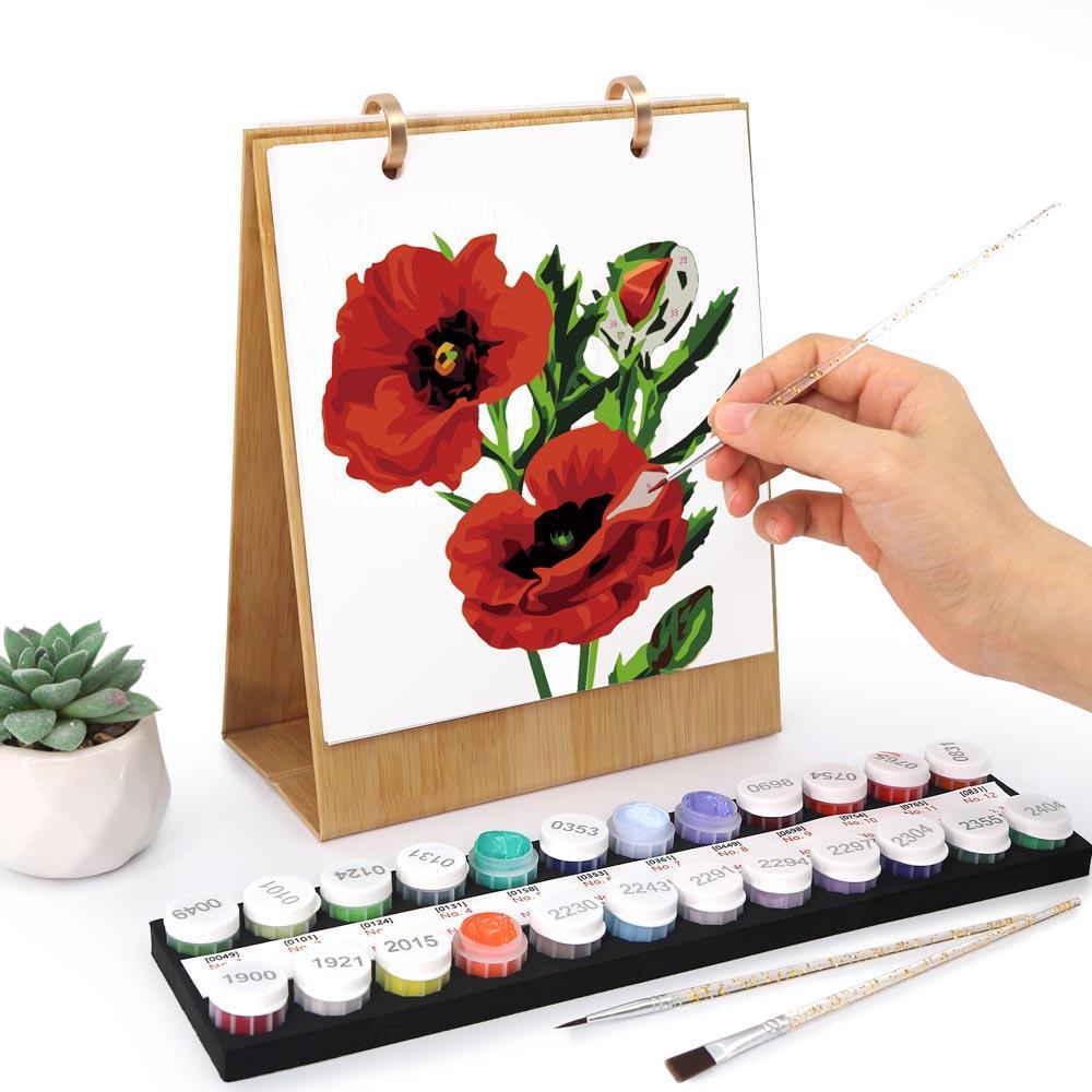 Paint by Numbers - 2026 Desk Calendar - Blooming Beauties