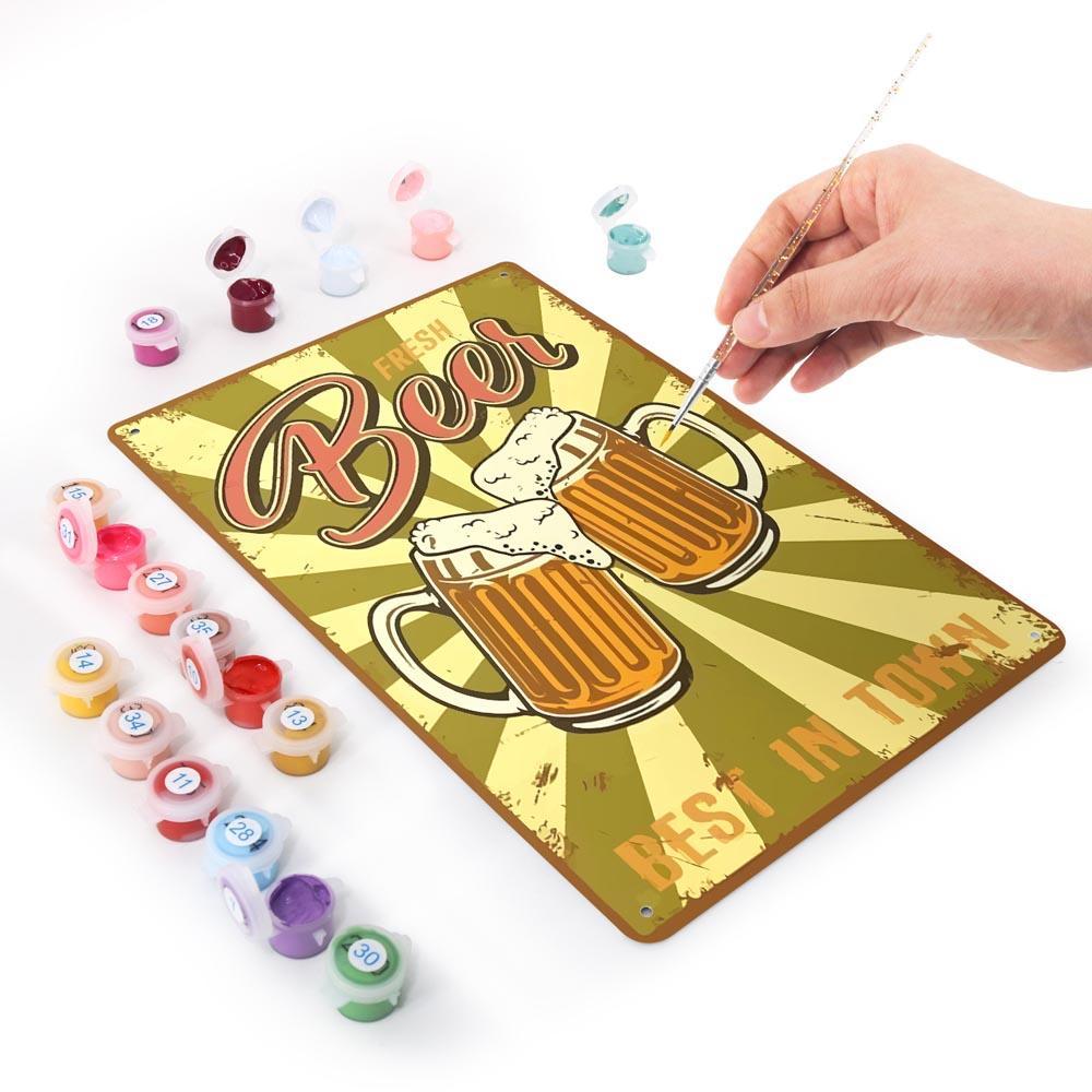 Paint by Numbers – Vintage Metal Bar Art | Fresh Beer Cheers