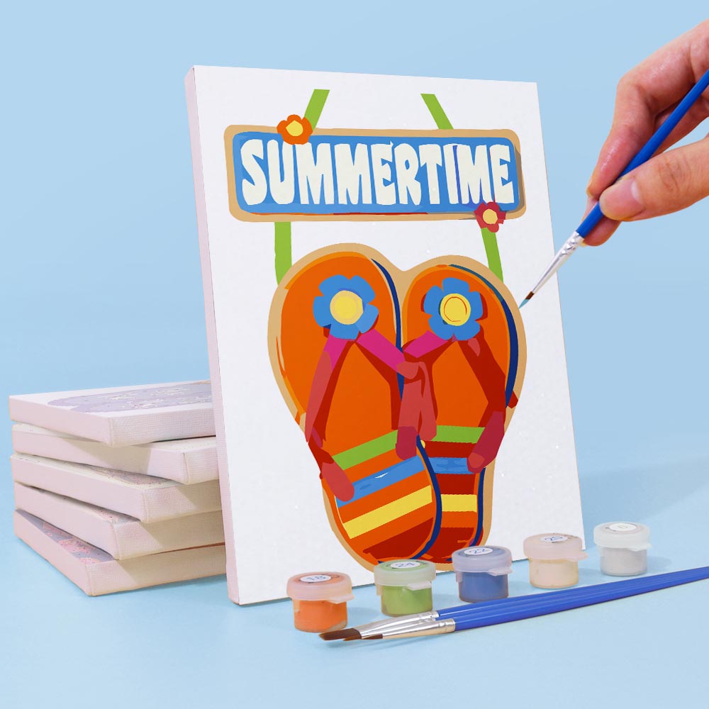 Paint by Numbers – 6 Mini Paintings | Fun Summer Flip-Flops Set