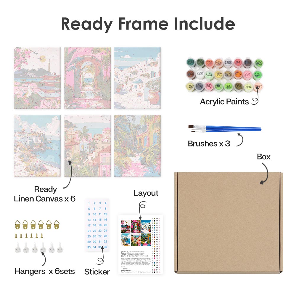 Paint by Numbers – 6 Mini Paintings | Mediterranean Set