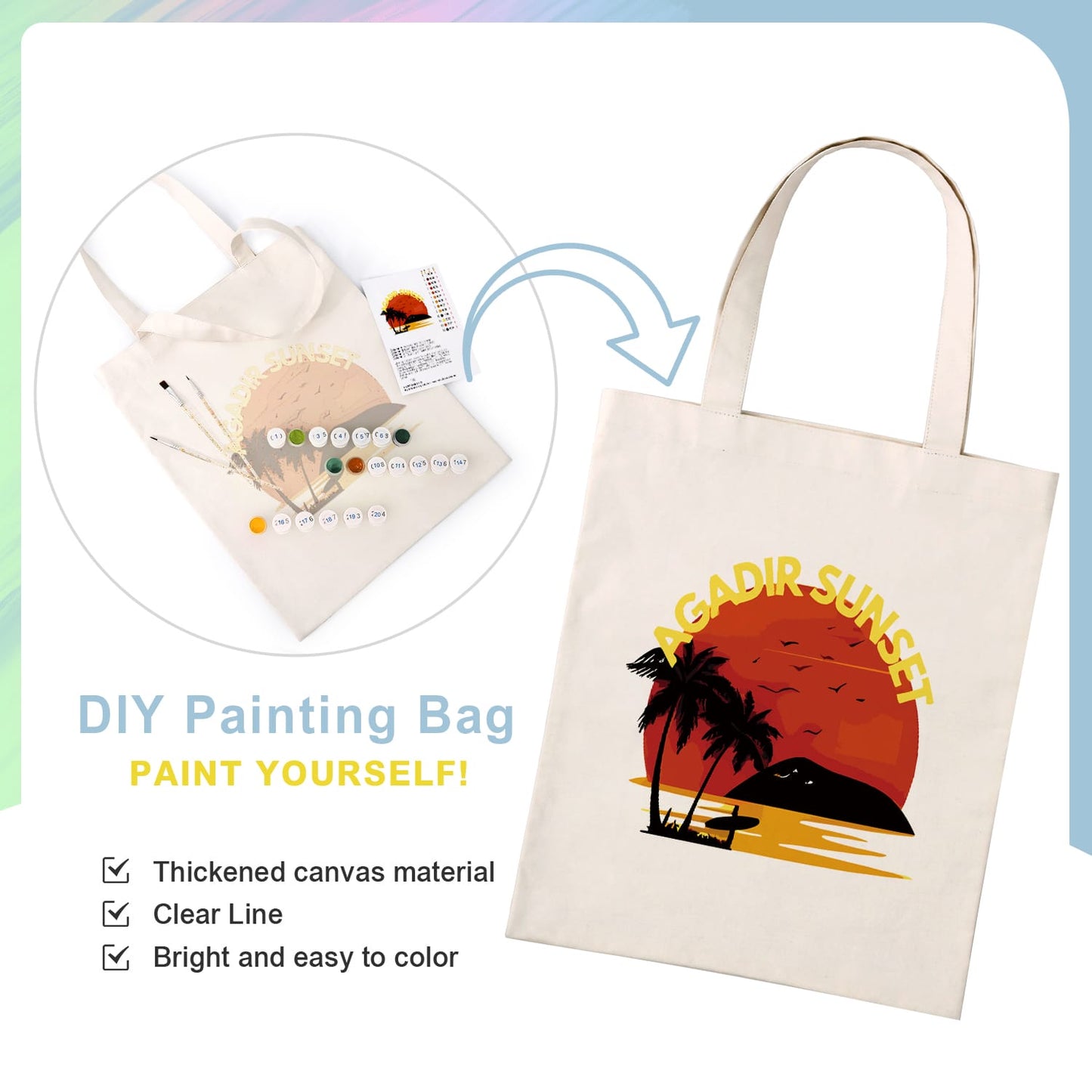 Paint by Numbers - DIY Totebag | Gadir Sunset
