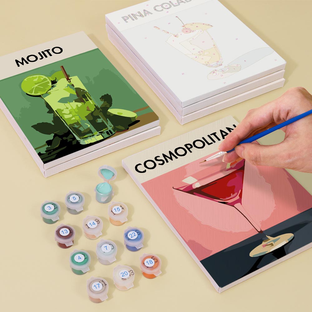 Paint by Numbers - 6 Mini Paintings | Classic Cocktails Set
