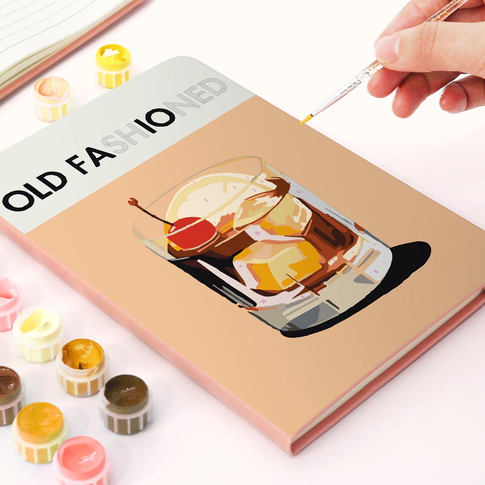 Paint by Numbers Hardcover Journal Notebook - Old Fashioned Cocktail