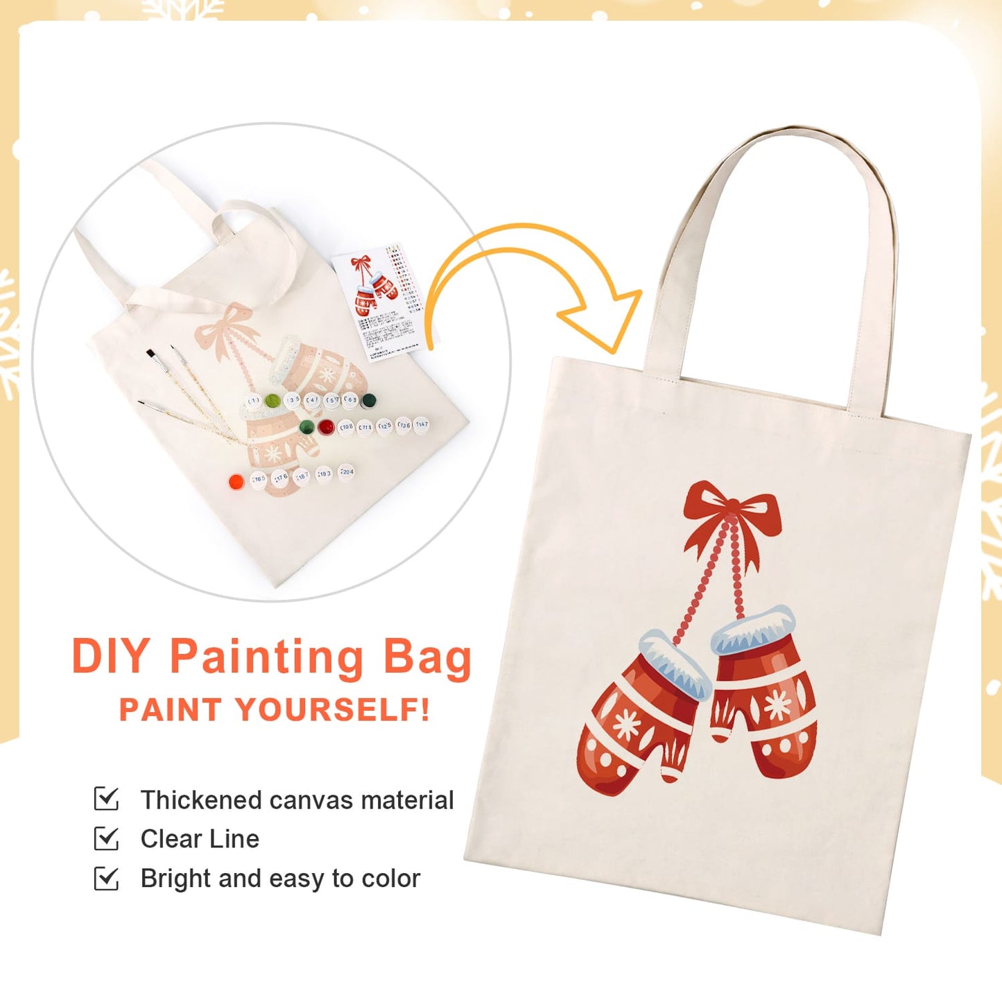 Paint by Numbers – DIY Totebag | Winter Mittens