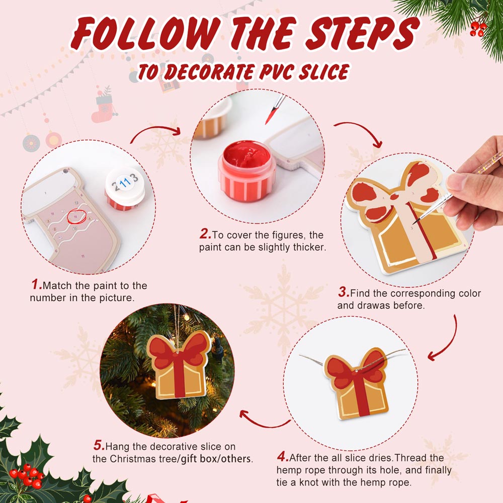 Paint by Numbers – 8 Christmas Ornaments – Angel, Gingerbread & Festive Cookie Set