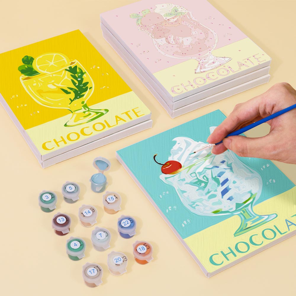Paint by Numbers – 6 Mini Paintings | Retro Ice Cream & Drinks Set