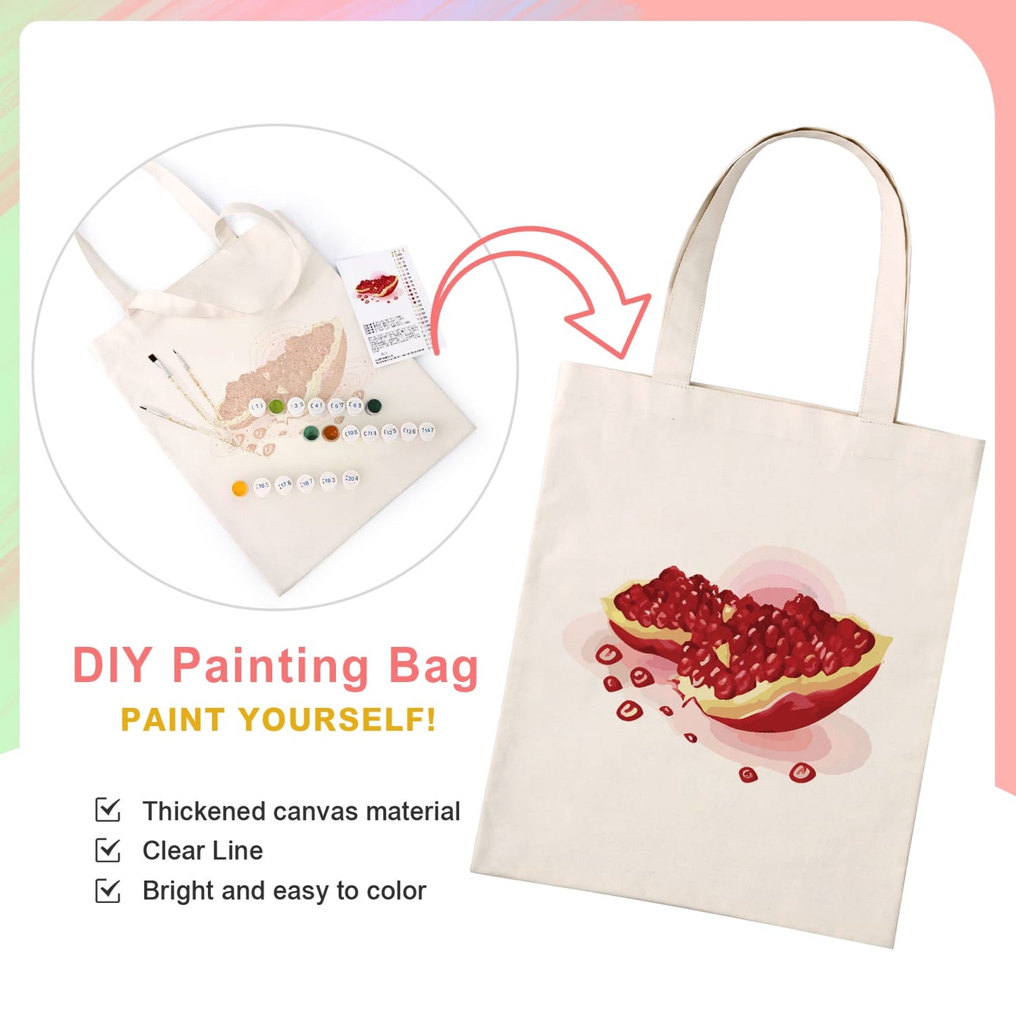 Paint by Numbers - DIY Totebag | Pomegranate Splash