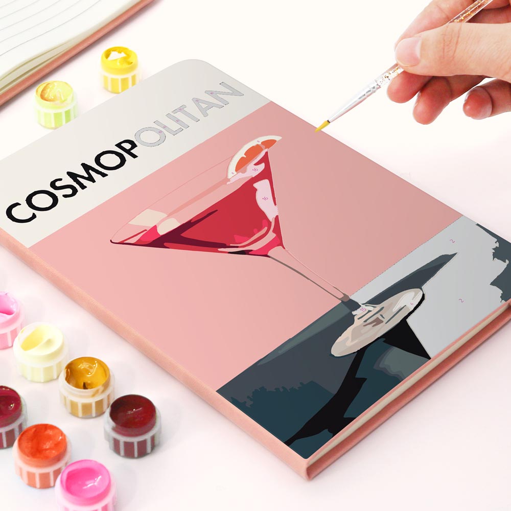 Paint by Numbers Hardcover Journal Notebook - Cosmopolitan Cocktail