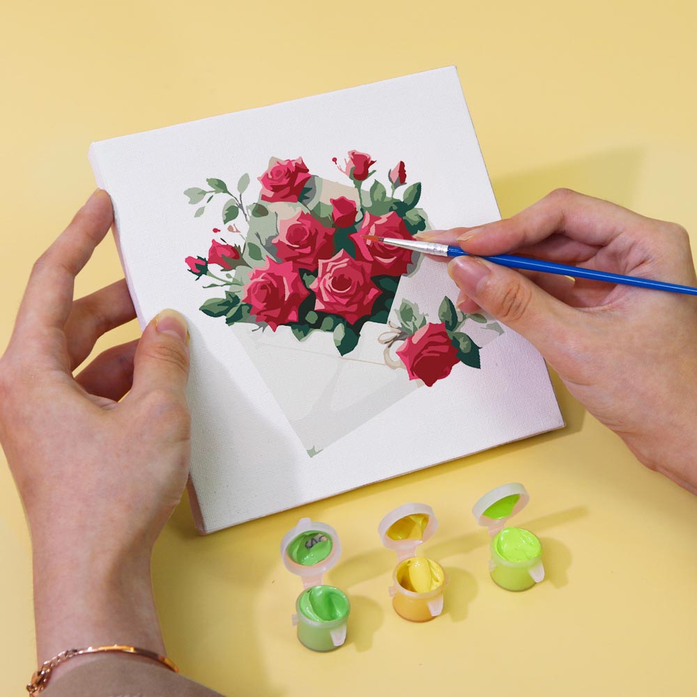 Paint by Numbers – 6 Mini Paintings | Red Rose Romance Set