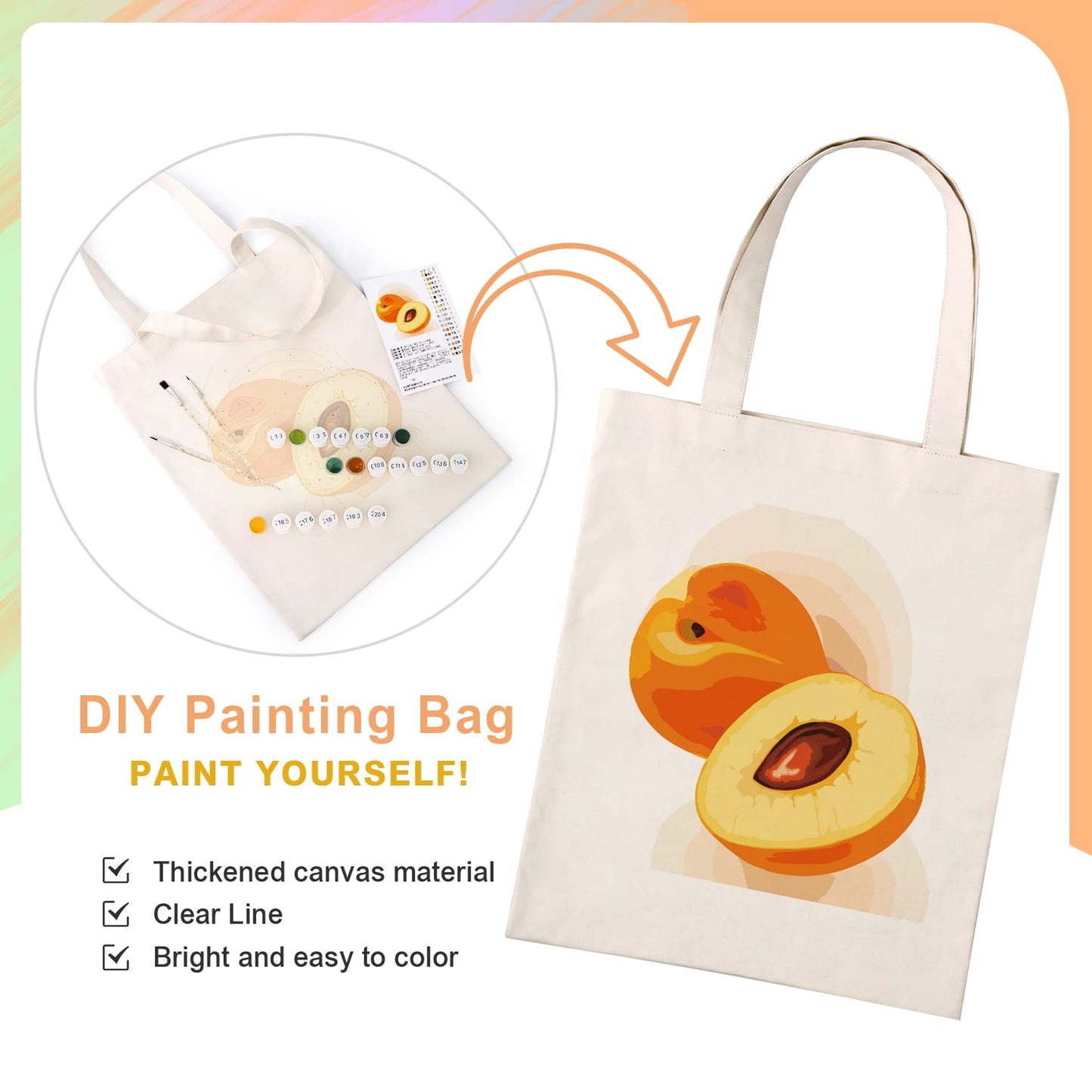 Paint by Numbers - DIY Totebag | Peach Delight