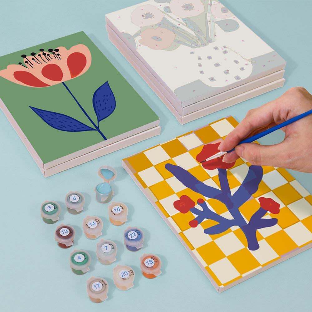 Paint by Numbers – 6 Mini Paintings | Modern Floral Pop Art Set