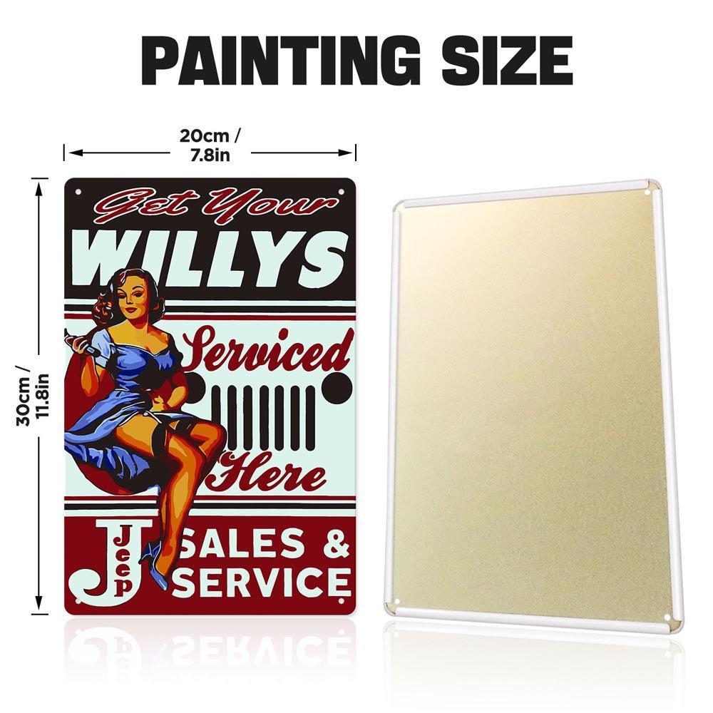 Paint by Numbers – Vintage Metal Wall Art | Willys Jeep Sales & Service Pin-up