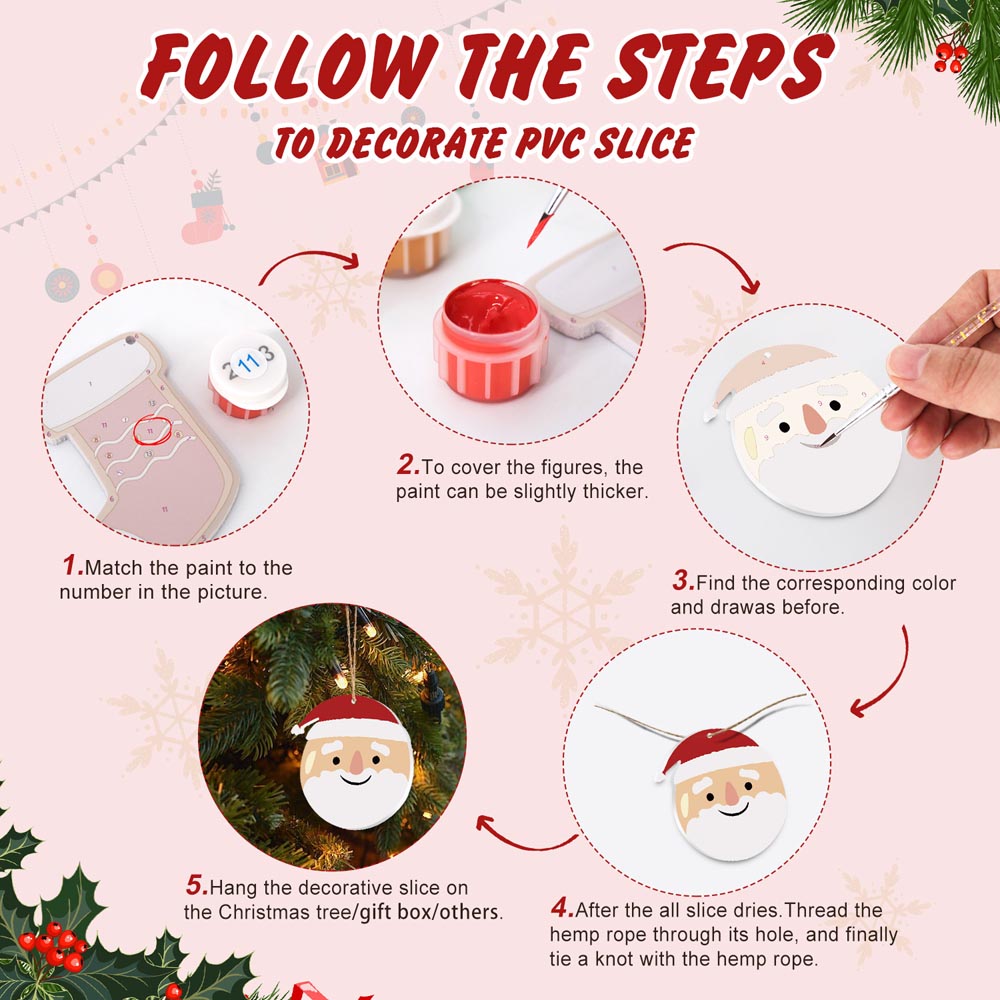 Paint by Numbers – 8 Christmas Ornaments – Polar Bear, Penguin & Festive Baubles Set