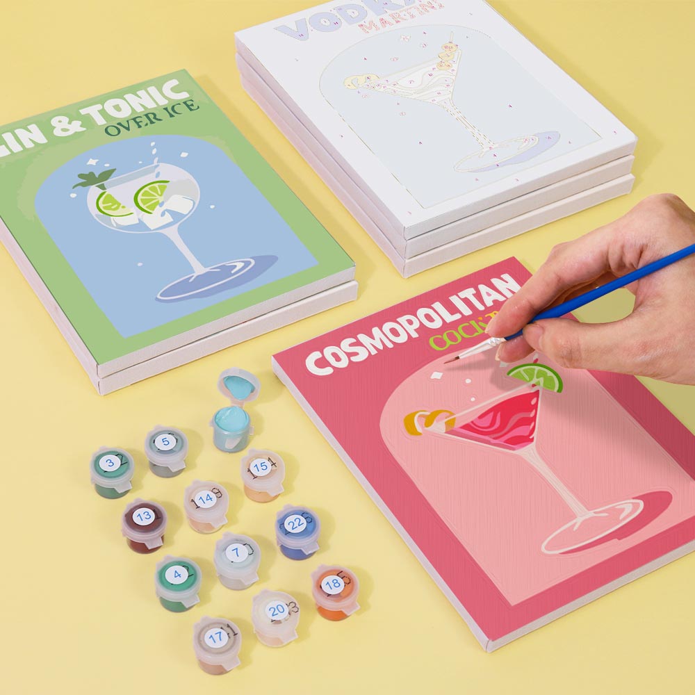 Paint by Numbers – 6 Mini Paintings | Pop Art Cocktails Set