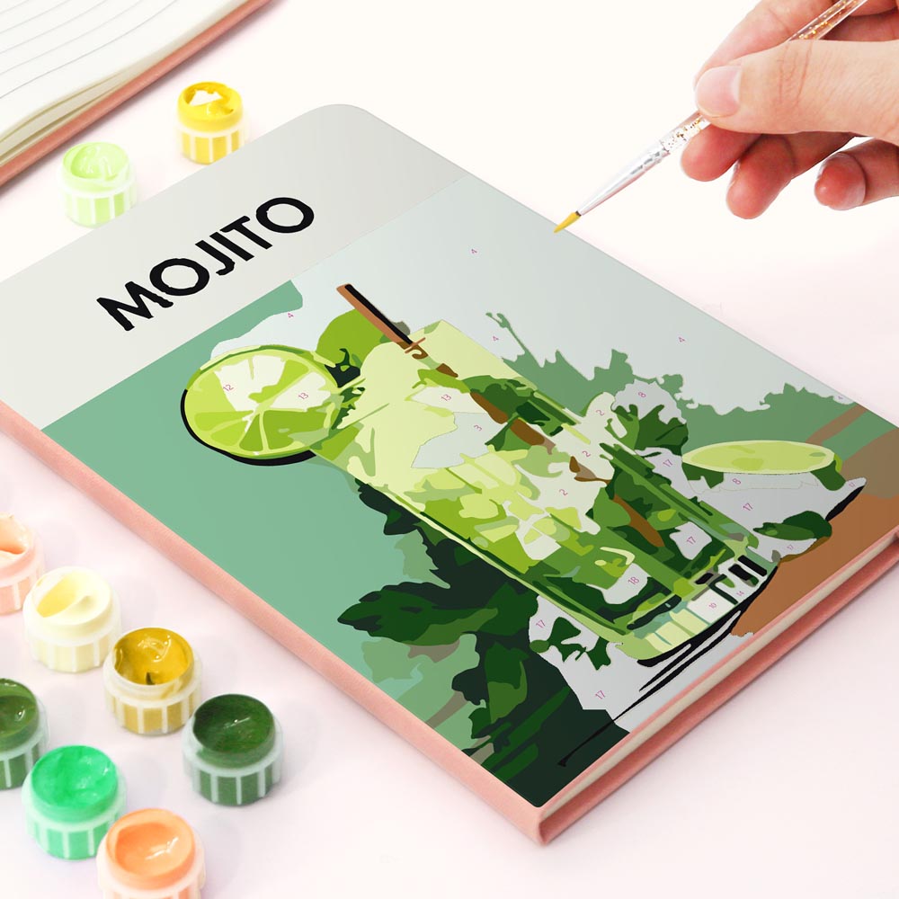 Paint by Numbers Hardcover Journal Notebook - Mojito Cocktail