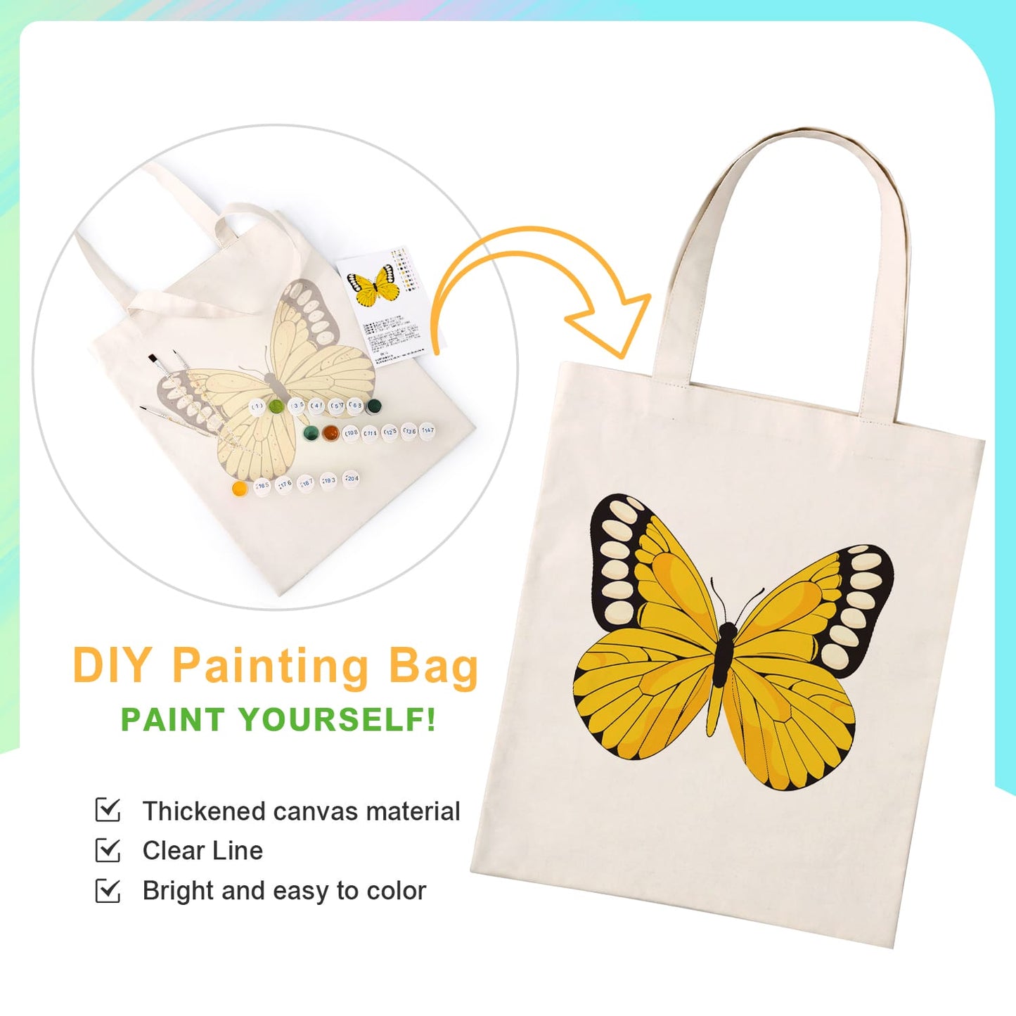 Paint by Numbers – DIY Totebag | Golden Butterfly