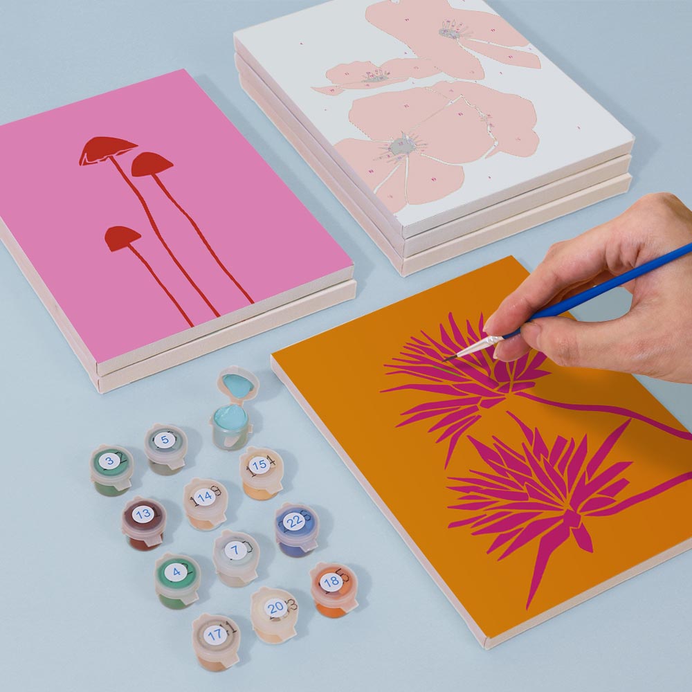 Paint by Numbers – 6 Mini Paintings | Bold Botanical Silhouettes Set