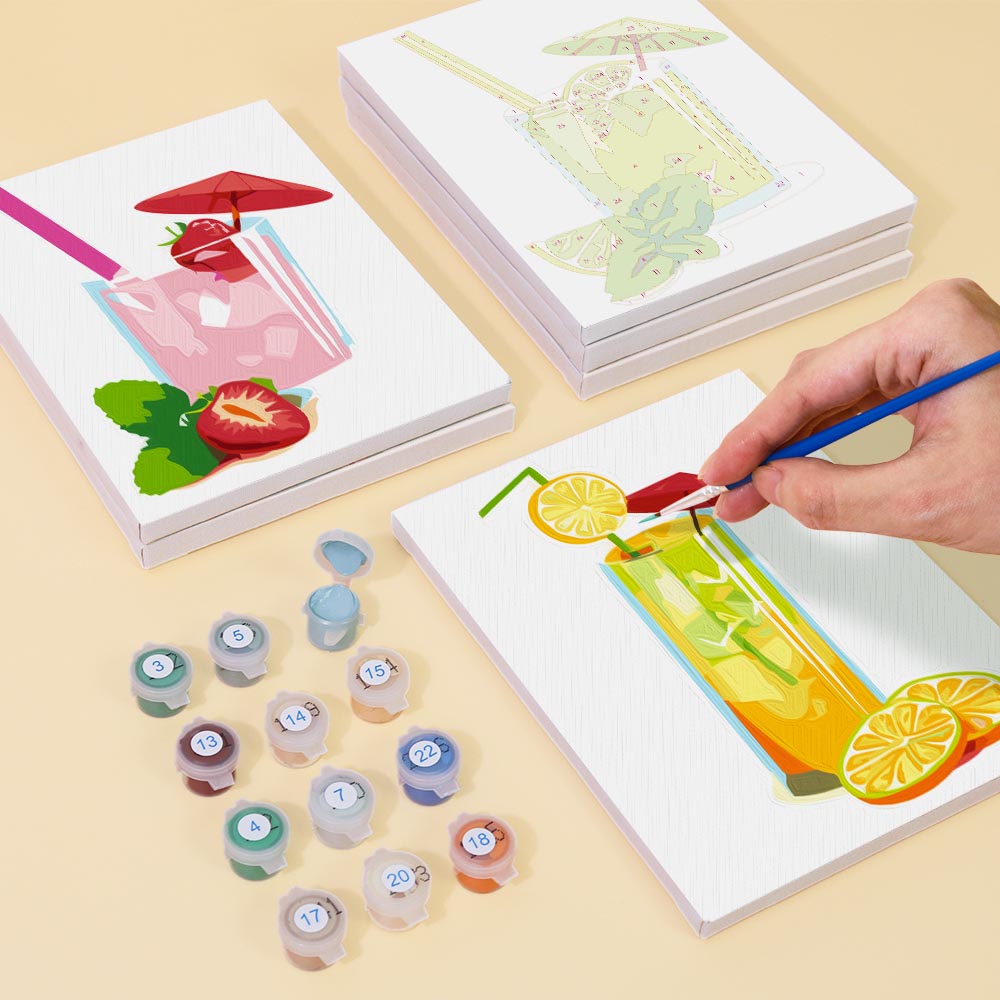 Paint by Numbers – 6 Mini Paintings | Summer Fruit Drinks Collection