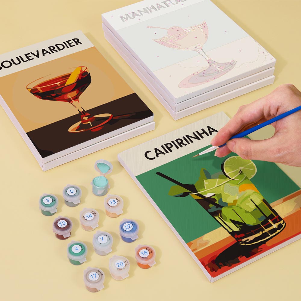 Paint by Numbers – 6 Mini Paintings | Elegant Cocktails Set