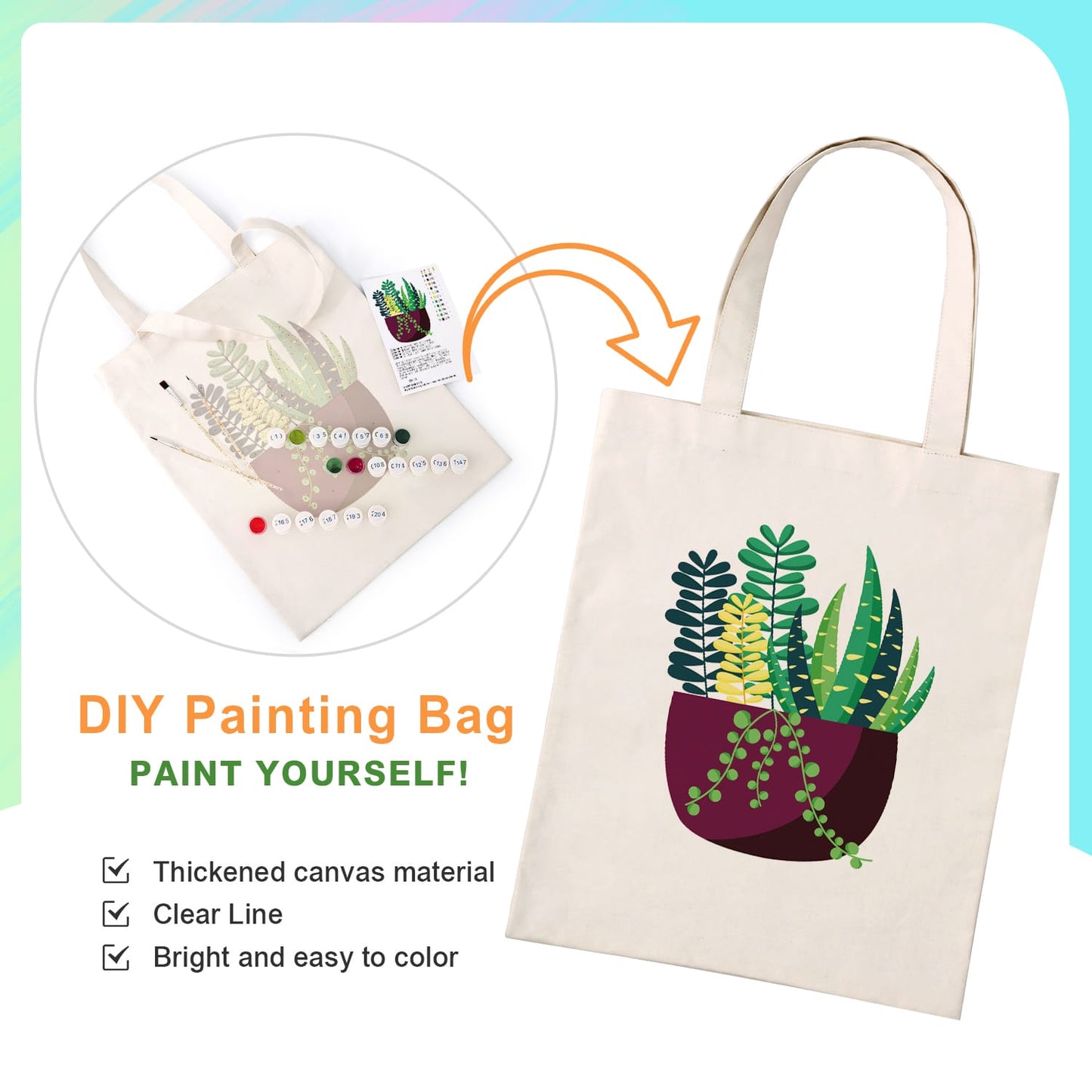 Paint by Numbers - DIY Totebag | Succulent Garden