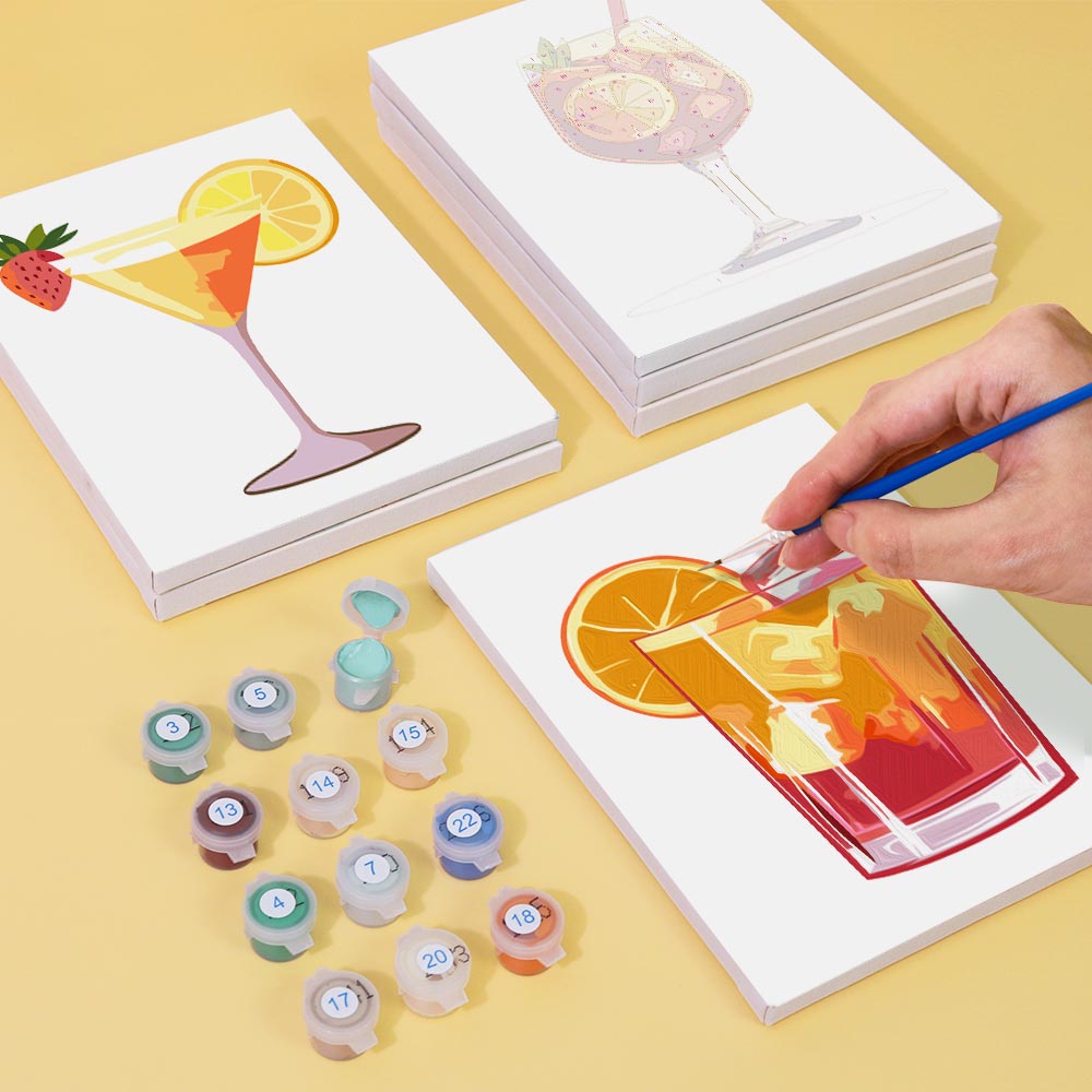 Paint by Numbers – 6 Mini Paintings | Tropical Cocktails Set