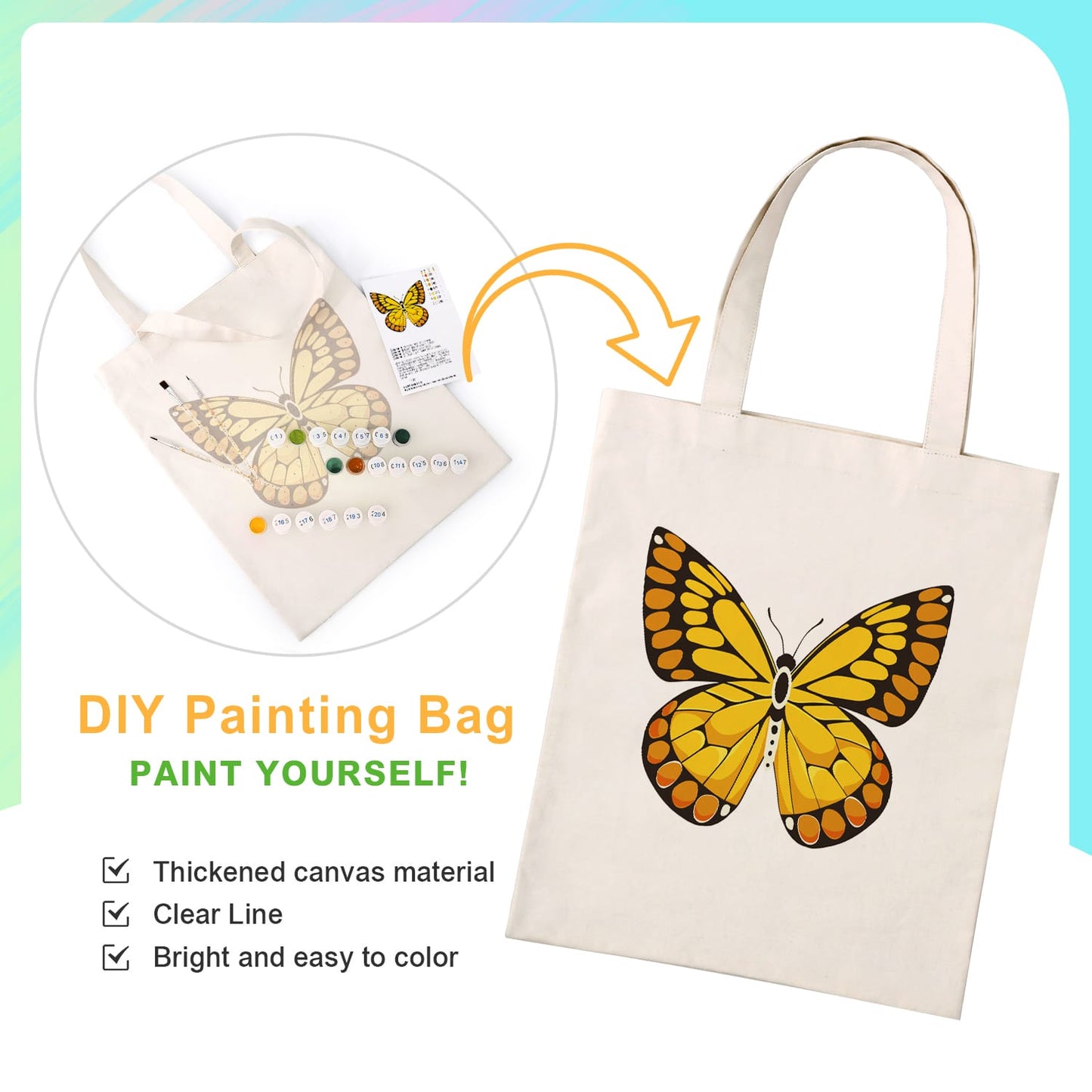 Paint by Numbers – DIY Totebag | Golden Butterfly