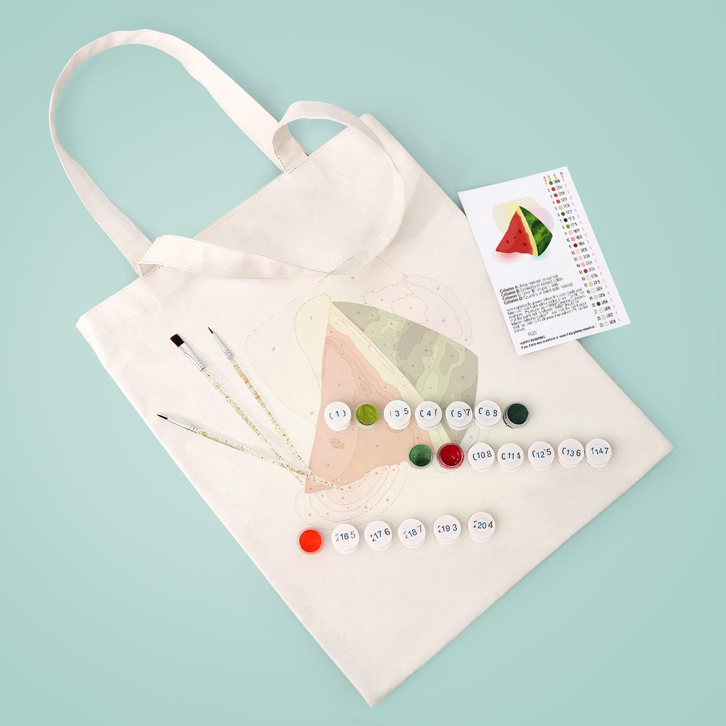 Paint by Numbers - DIY Totebag | Watermelon Slice