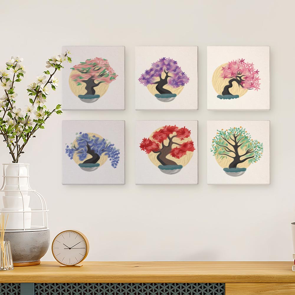 Paint by Numbers – 6 Mini Paintings | Bonsai Trees Set