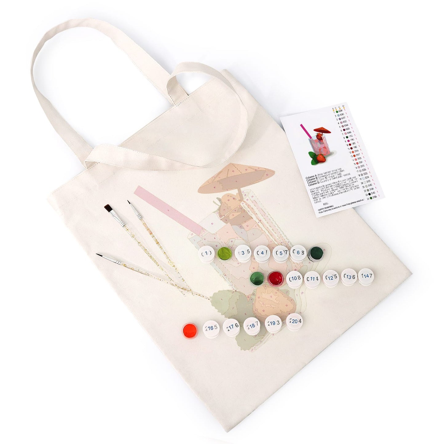 Paint by Numbers – DIY Totebag | Strawberry Drink