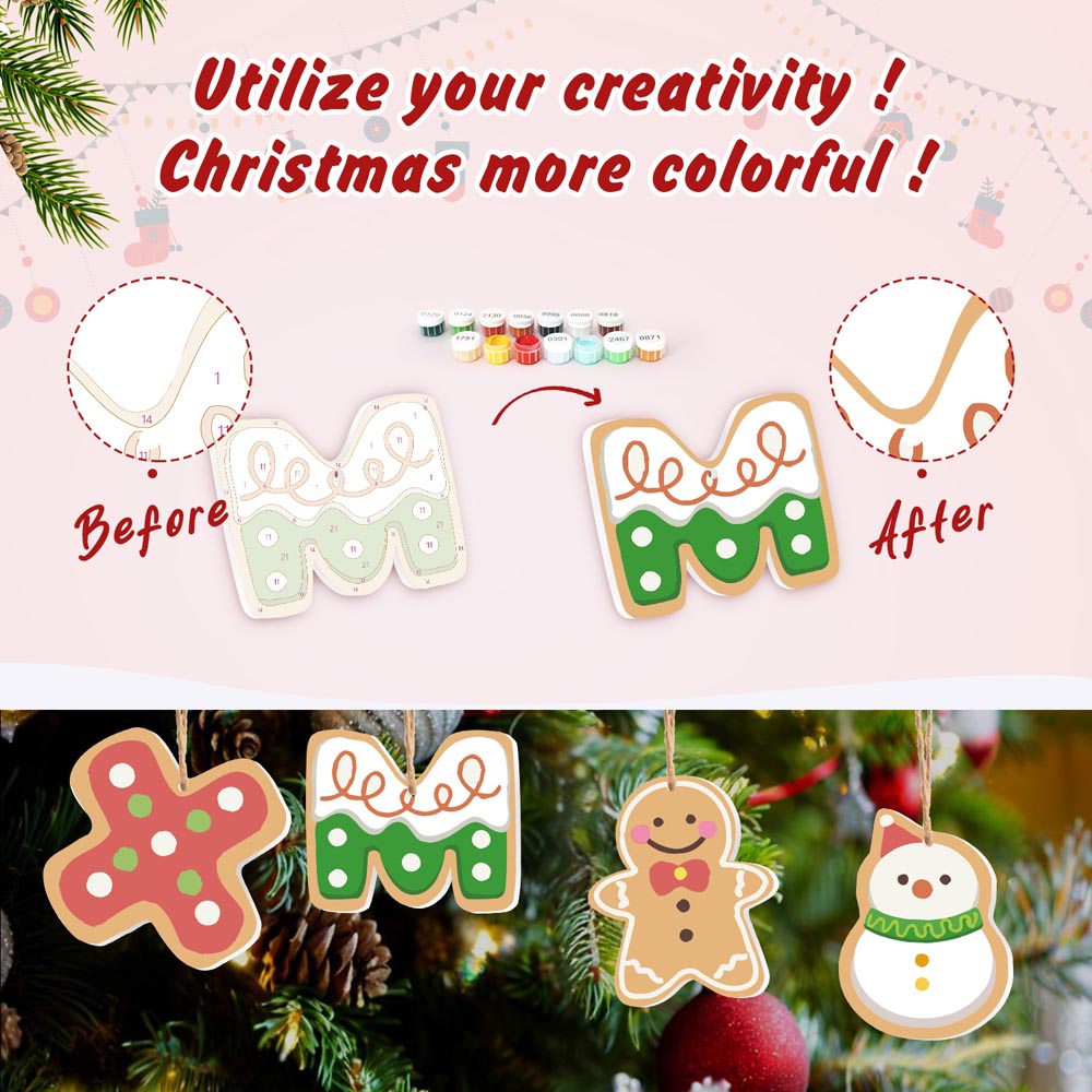 Paint by Numbers – 8 Christmas Ornaments – Gingerbread Cookies & Festive Treats Set