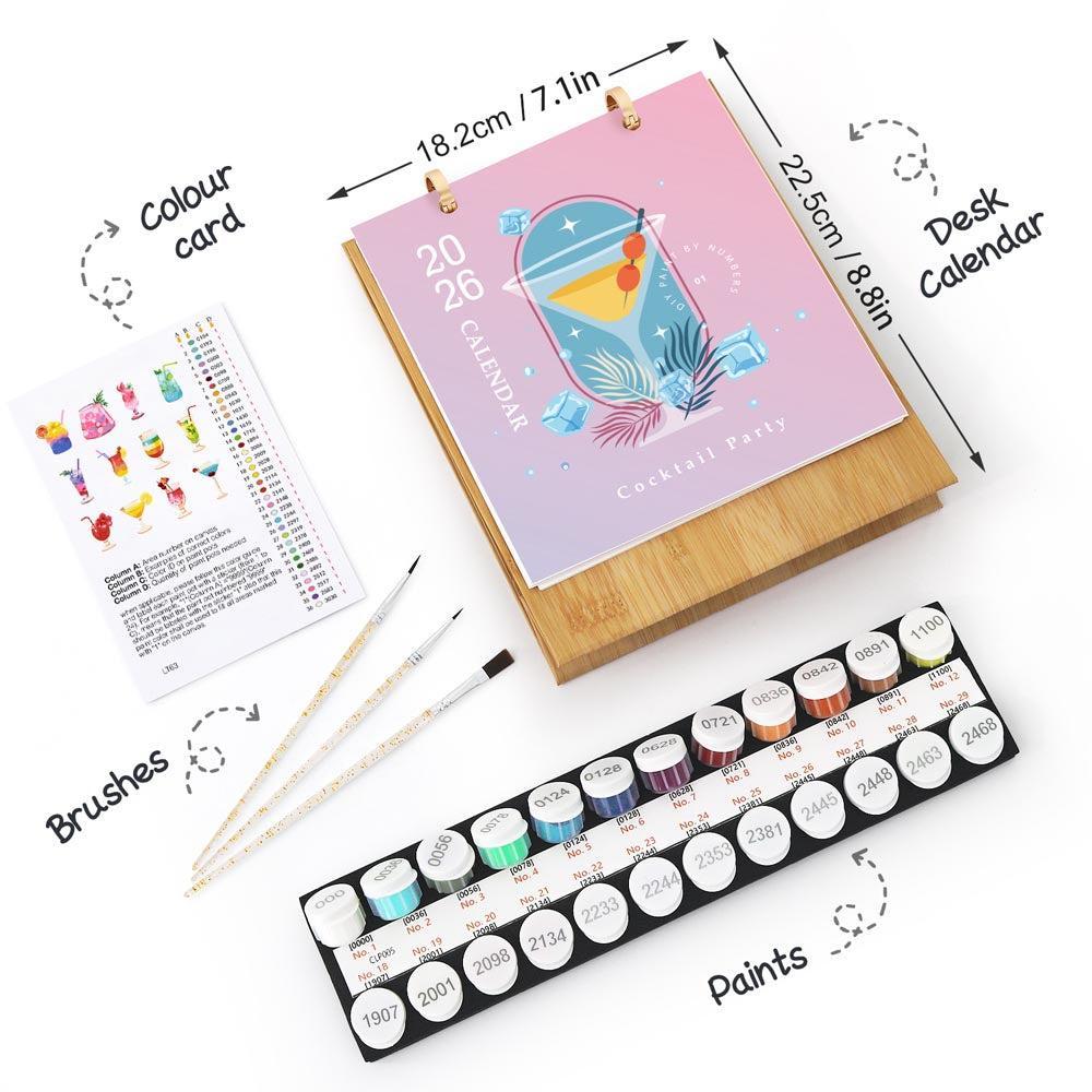 Paint by Numbers - 2026 Desk Calendar - Colorful Cocktails