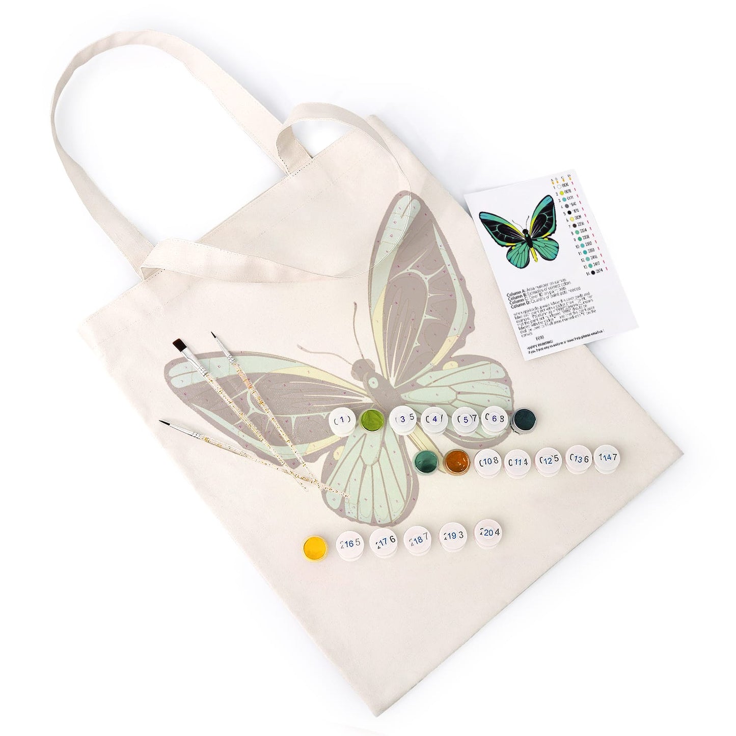 Paint by Numbers – DIY Totebag | Emerald Butterfly