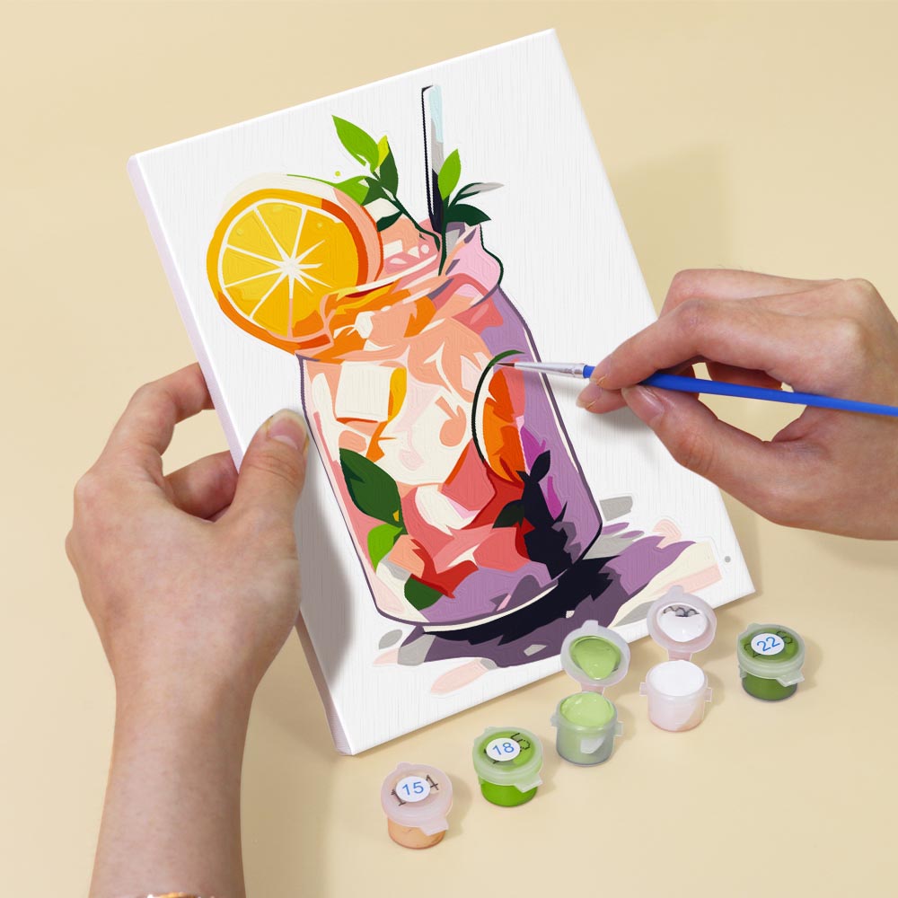 Paint by Numbers – 6 Mini Paintings | Mason Jar Fruit Drinks Set