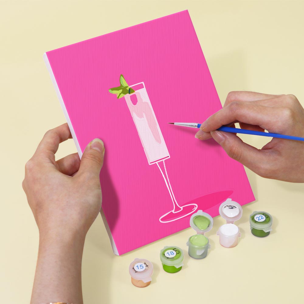 Paint by Numbers – 6 Mini Paintings | Colorful Cocktail Glasses Set