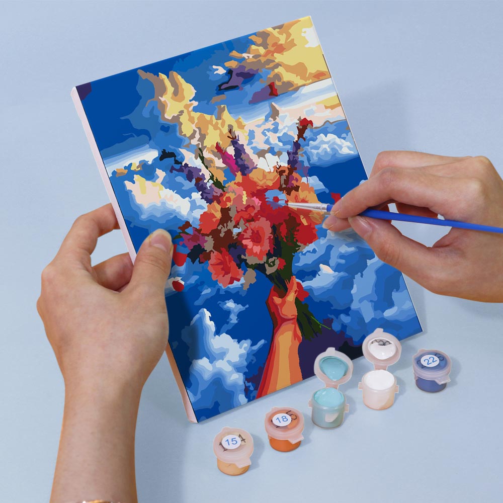Paint by Numbers – 6 Mini Paintings | Flower Bouquets in the Sky Set