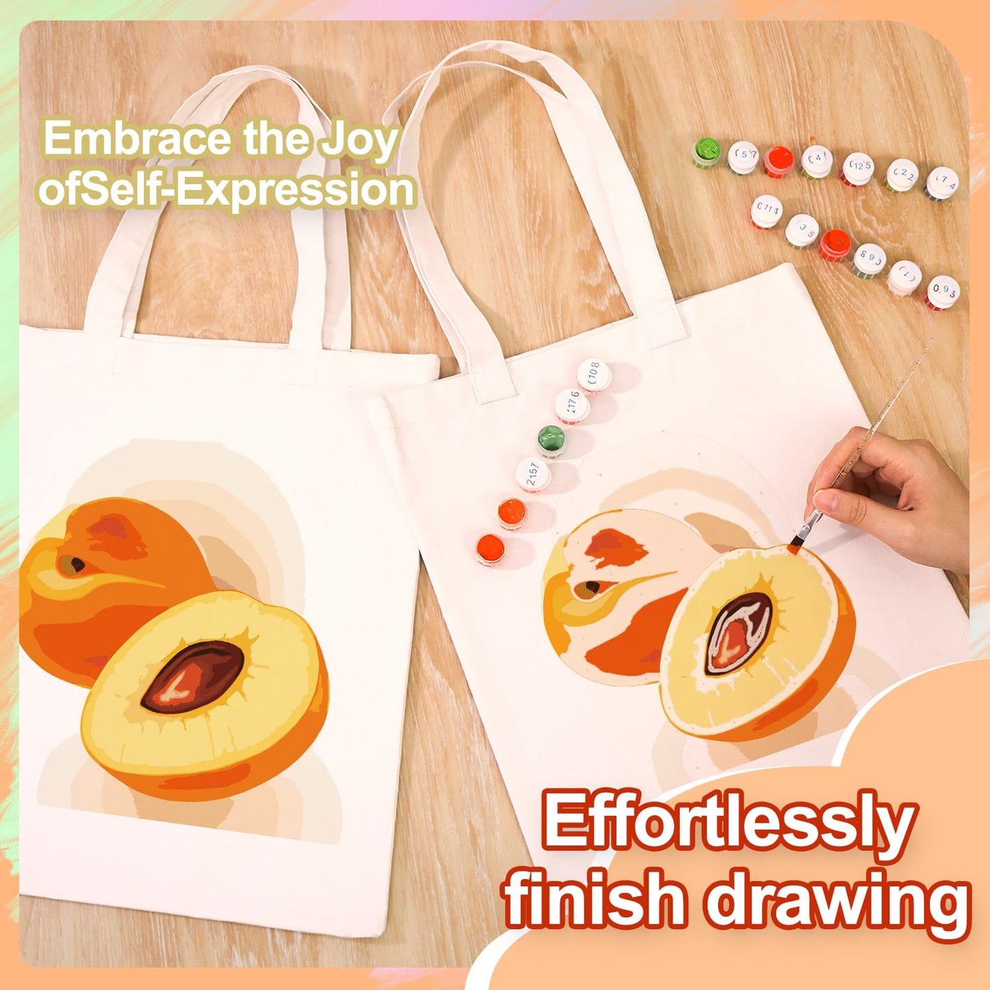 Paint by Numbers - DIY Totebag | Peach Delight