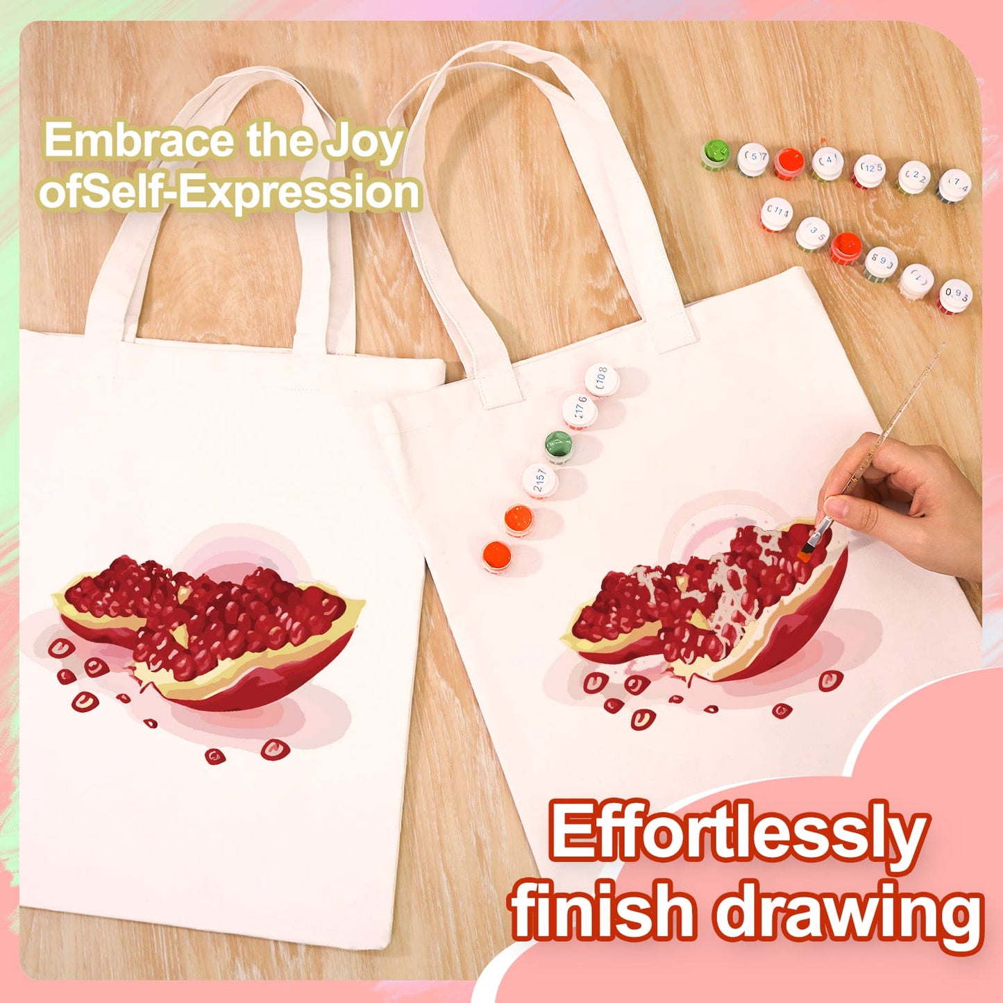 Paint by Numbers - DIY Totebag | Pomegranate Splash