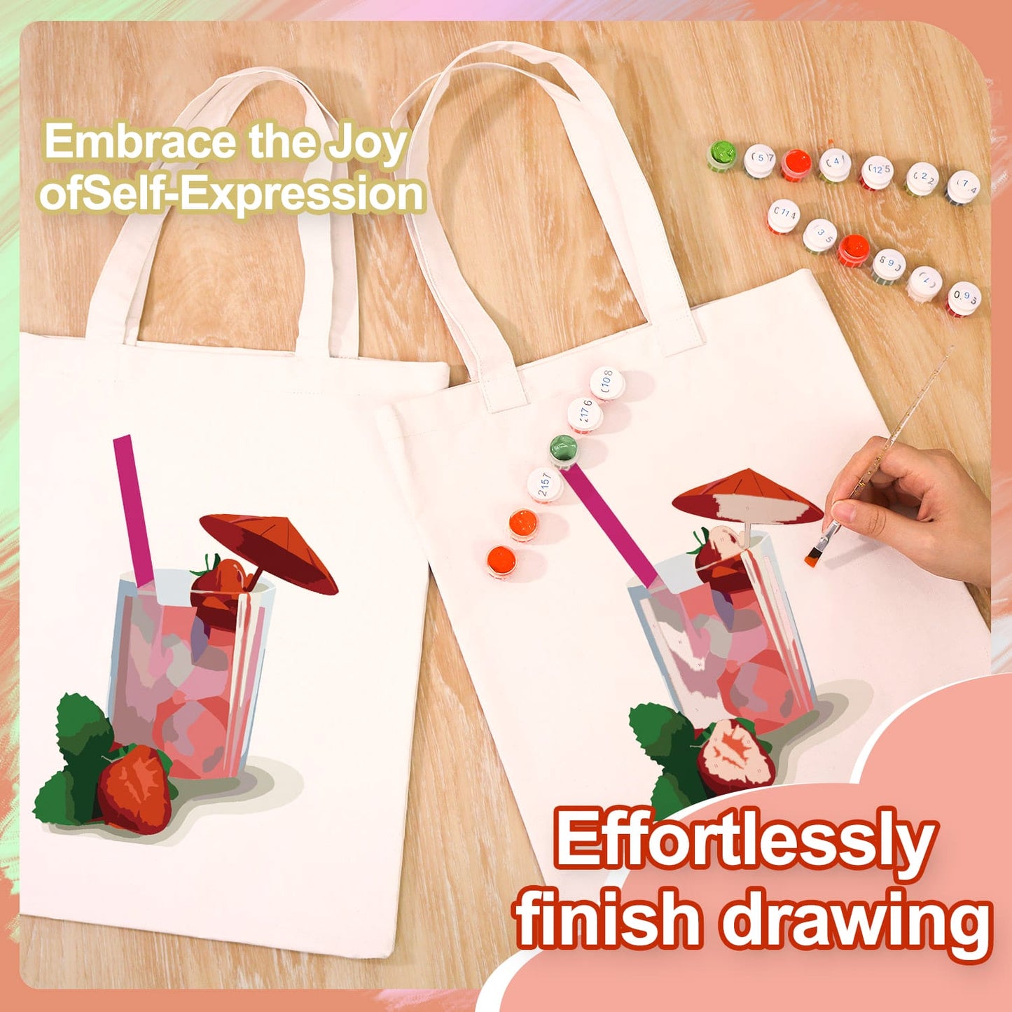Paint by Numbers – DIY Totebag | Strawberry Drink