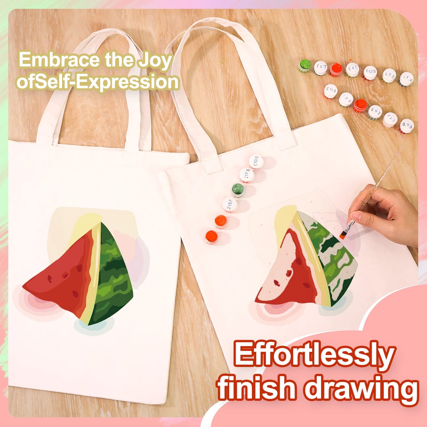 Paint by Numbers - DIY Totebag | Watermelon Slice
