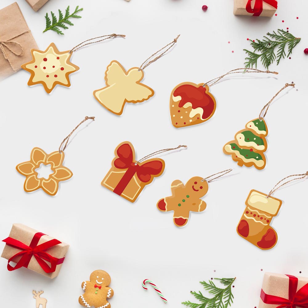Paint by Numbers – 8 Christmas Ornaments – Angel, Gingerbread & Festive Cookie Set