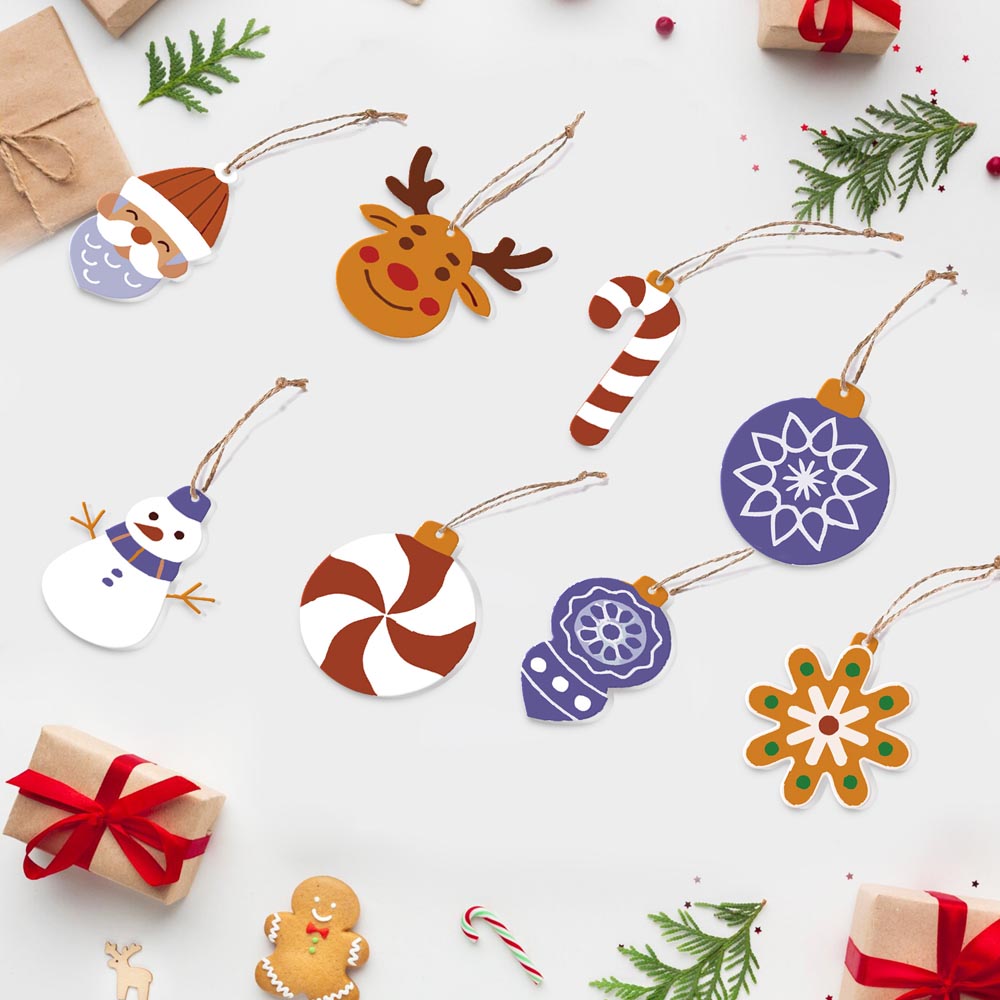 Paint by Numbers – 8 Christmas Ornaments – Reindeer, Snowman & Winter Baubles Set