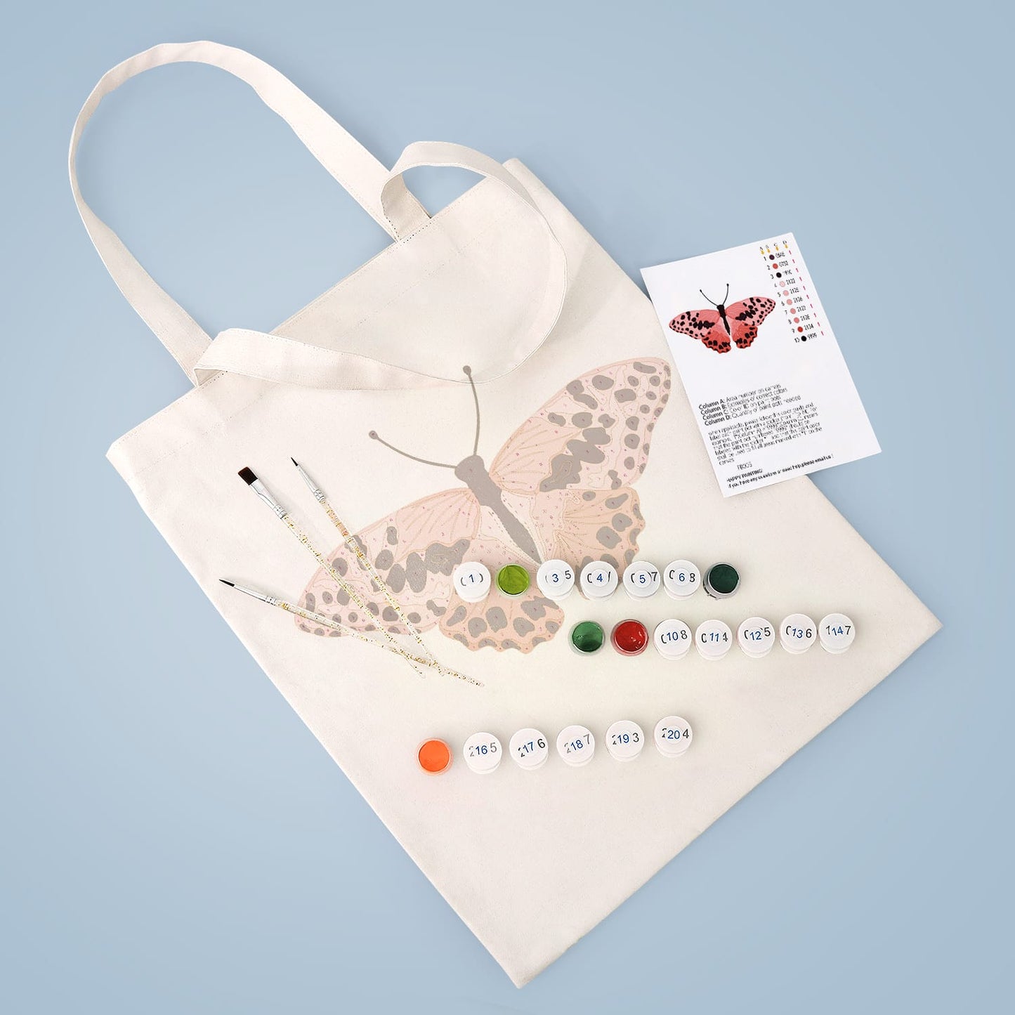 Paint by Numbers – DIY Totebag | Pink Leopard Butterfly