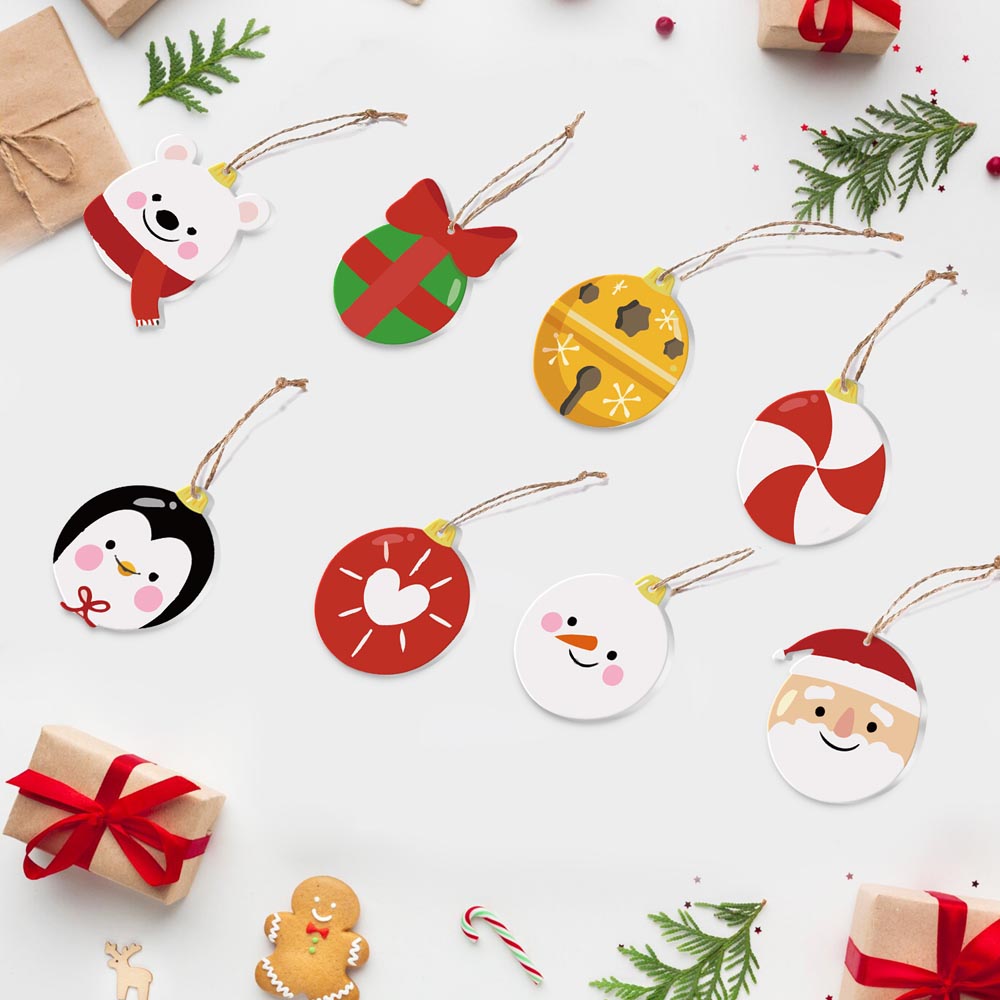 Paint by Numbers – 8 Christmas Ornaments – Polar Bear, Penguin & Festive Baubles Set