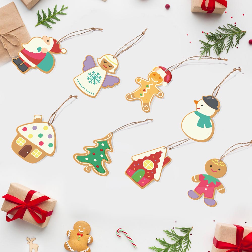 Paint by Numbers – 8 Christmas Ornaments – Gingerbread Village & Holiday Figures Set