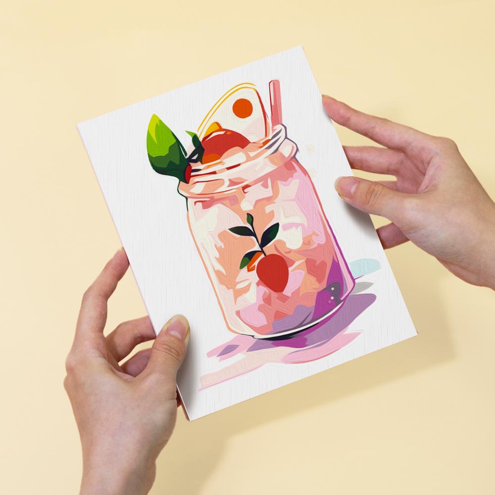 Paint by Numbers – 6 Mini Paintings | Mason Jar Fruit Drinks Set