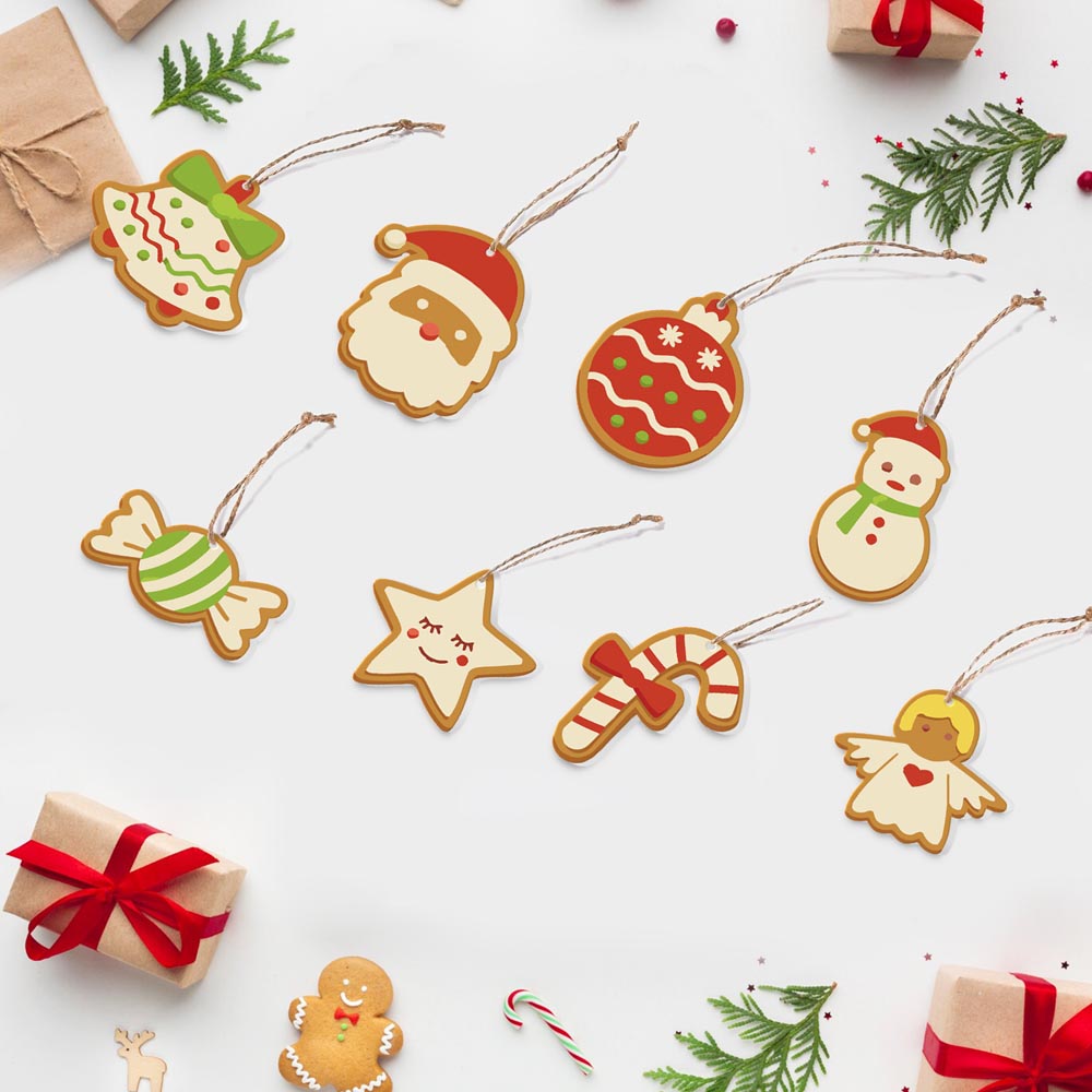 Paint by Numbers – 8 Christmas Ornaments – Santa, Snowman & Sweet Holiday Treats Set